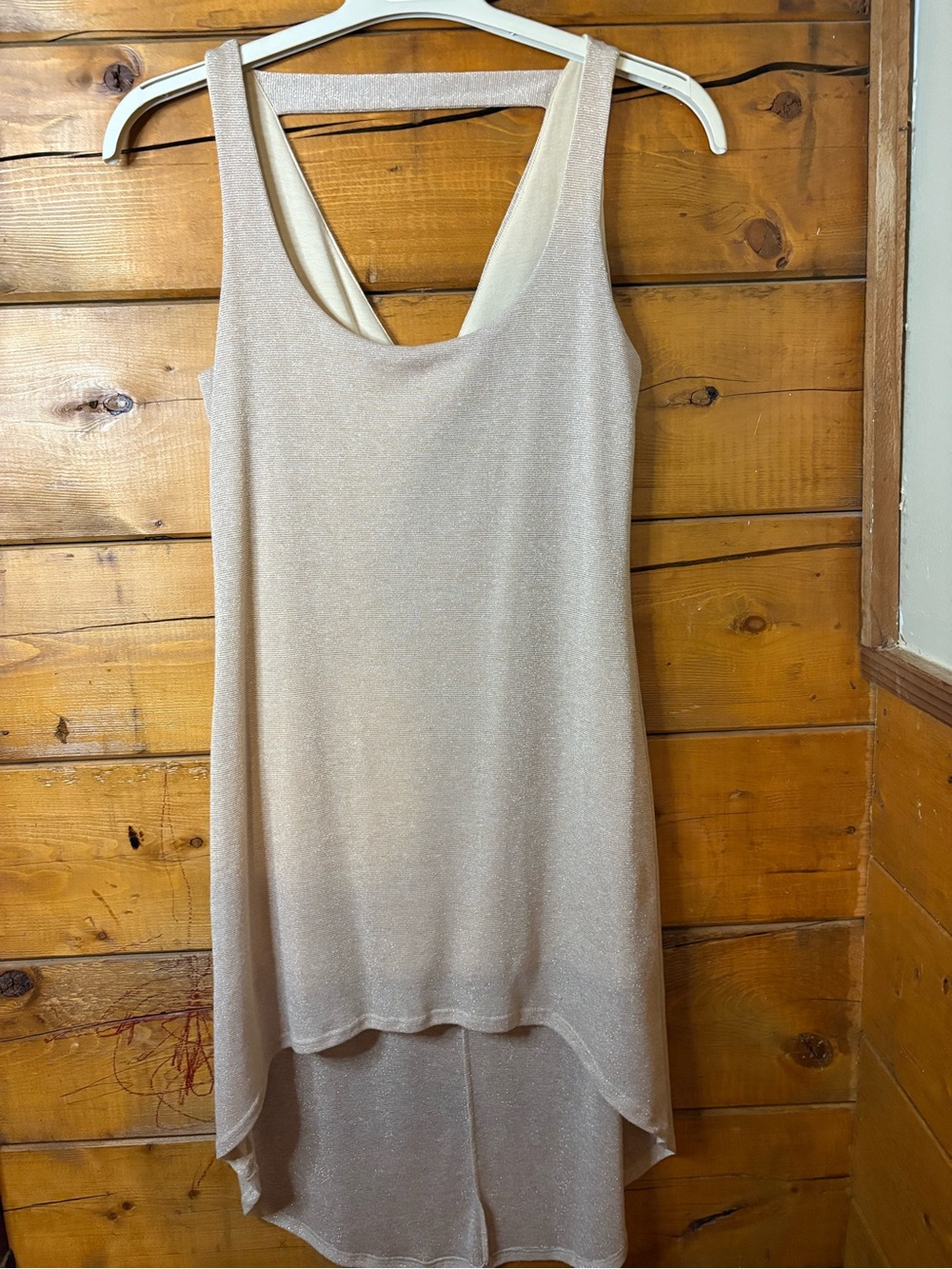 NWT glam Shimmery metallic gold Champagne High-Low Tank Dress size small
